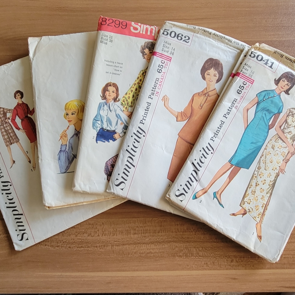 Six Vintage Women's 1960s MCM Mid century Sewing Patterns